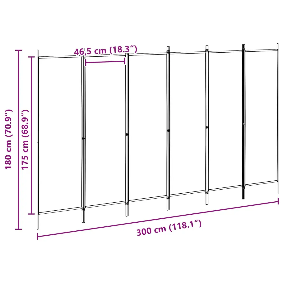 Beige Folding Privacy Screen with 6 Adjustable Panels