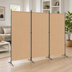 3-Panel Beige Folding Room Divider 260 x 180 cm