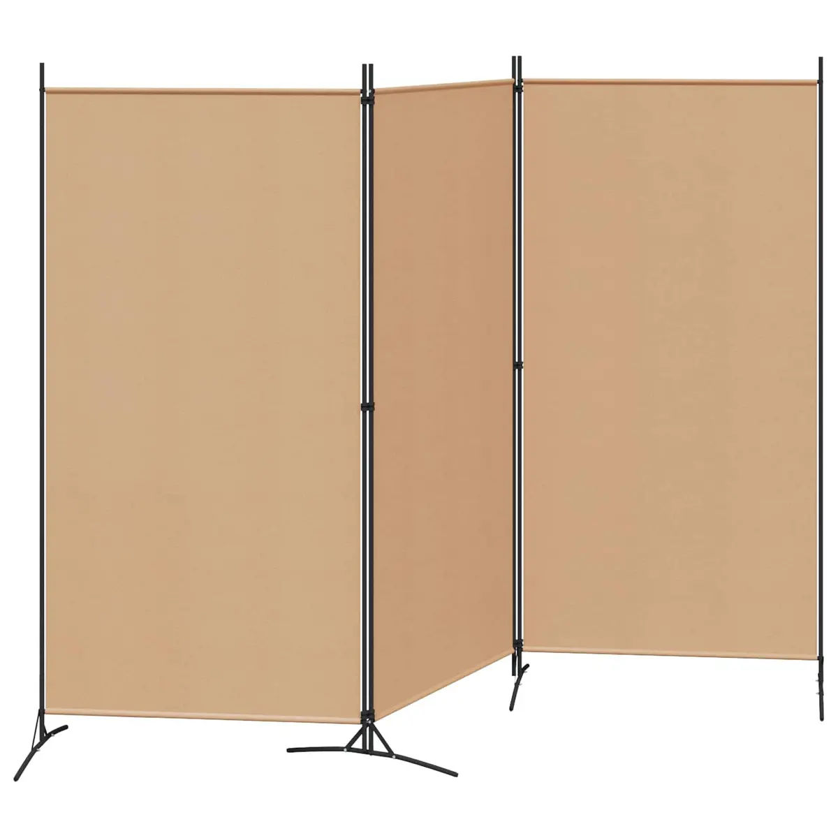 Room Divider Polyester 260 x 180 cm Beige 3-Panel Folding Privacy Screen