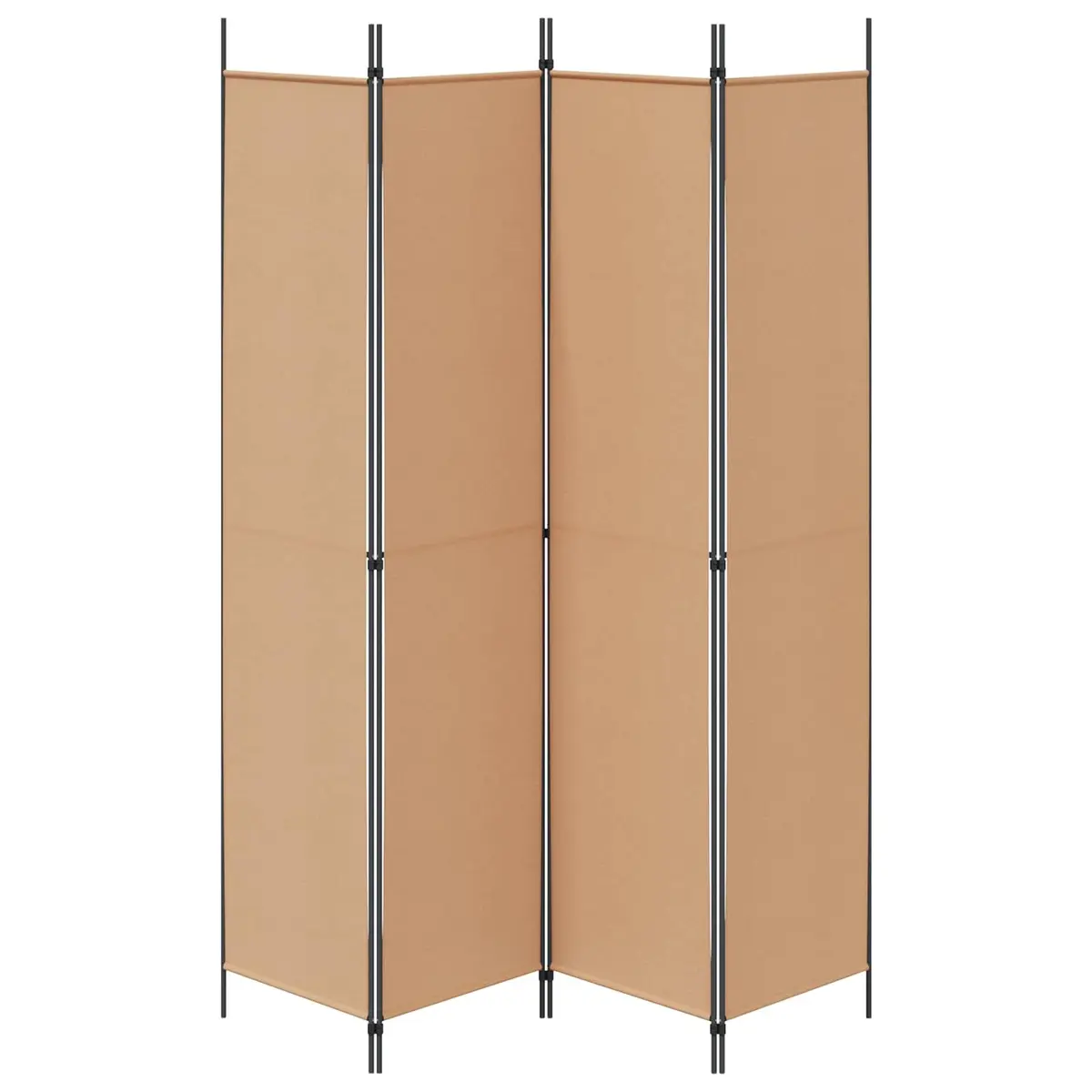 4-Panel Room Divider Polyester Fabric 200x220cm Beige