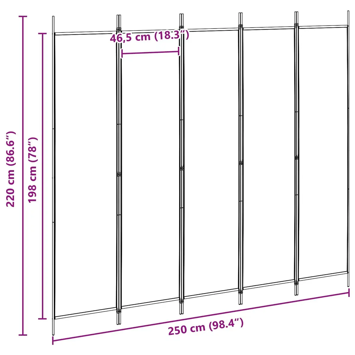 5-Panel Folding Room Divider in Beige