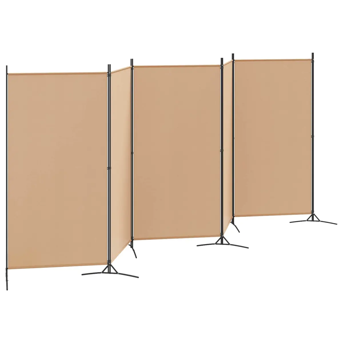 5-Panel Room Divider Beige Foldable Privacy Screen Indoor Space Partition