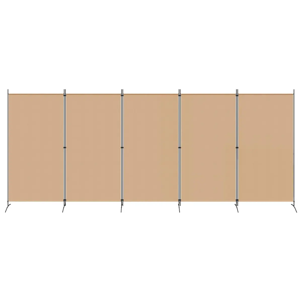 5-Panel Room Divider Beige Foldable Privacy Screen Indoor Space Partition