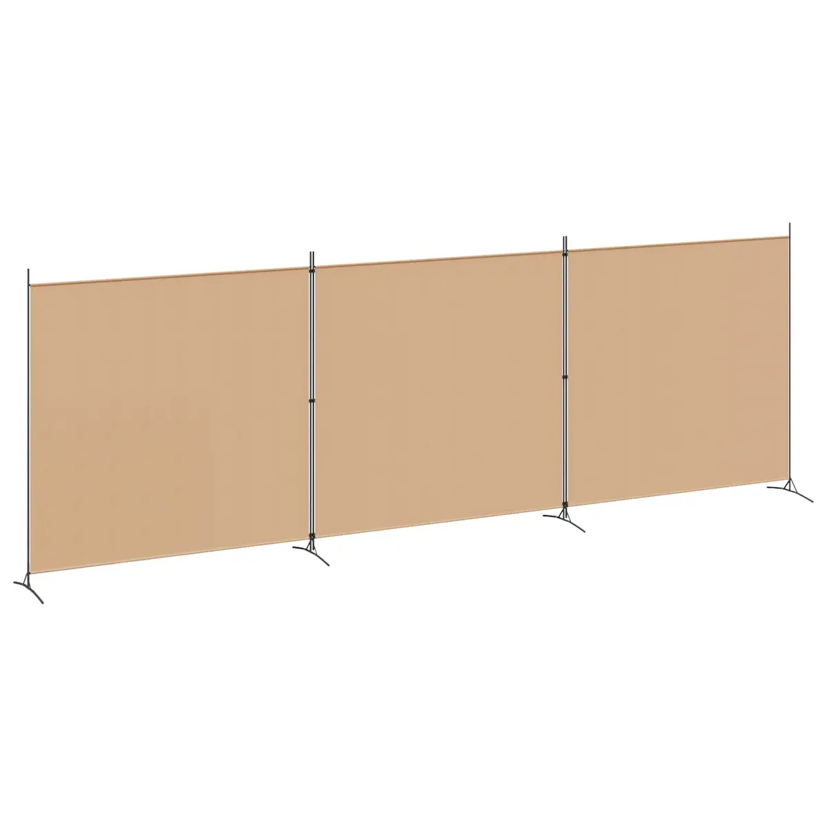 Room Divider 4-Panel Folding Screen Beige Fabric Partition 525 x 180 cm