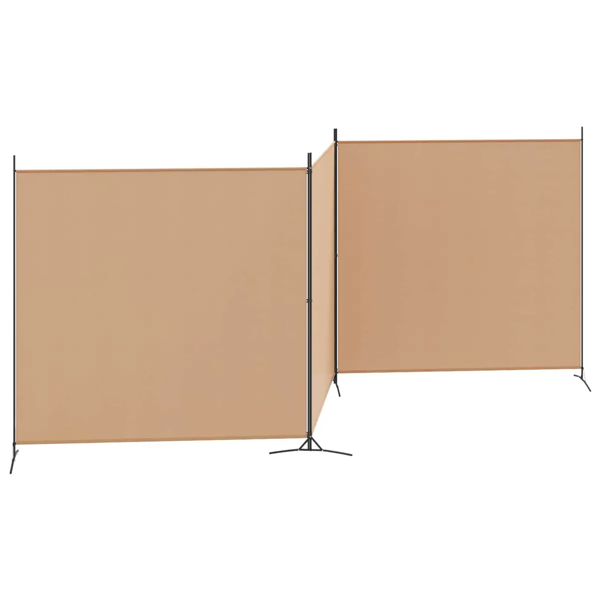 Room Divider 4-Panel Folding Screen Beige Fabric Partition 525 x 180 cm