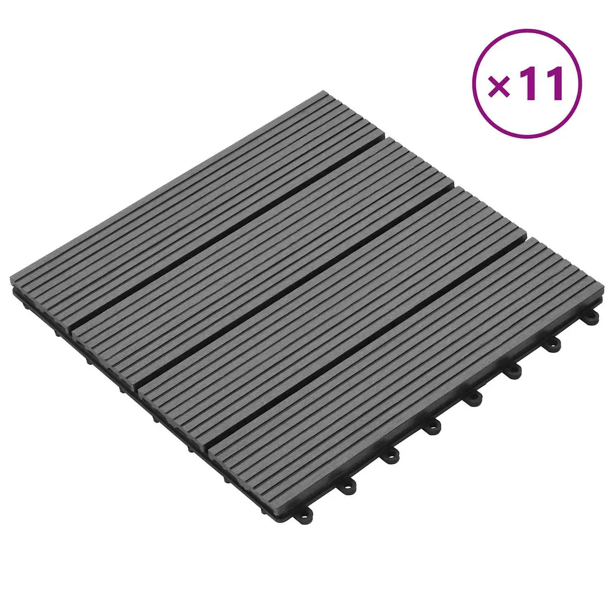 Decking Tile Wood-Plastic Composite 30x30cm Grey 11 Piece Interlocking Outdoor Garden Patio Floor