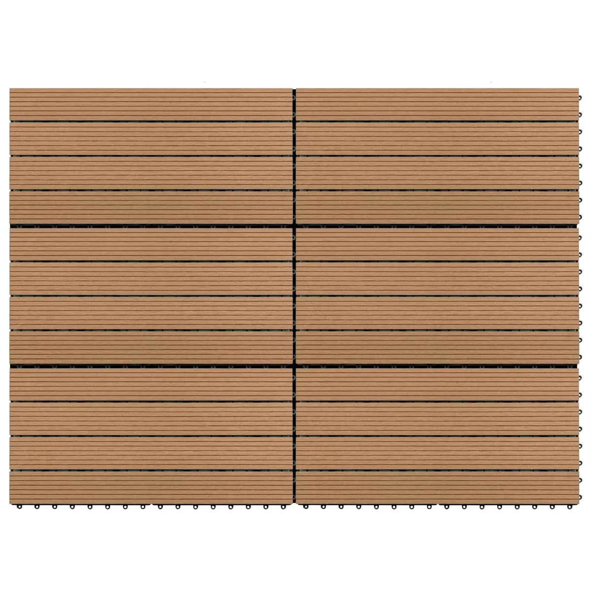 Decking Tile WPC 60 x 30 cm Brown Modern Rectangular 6 Piece Patio Flooring