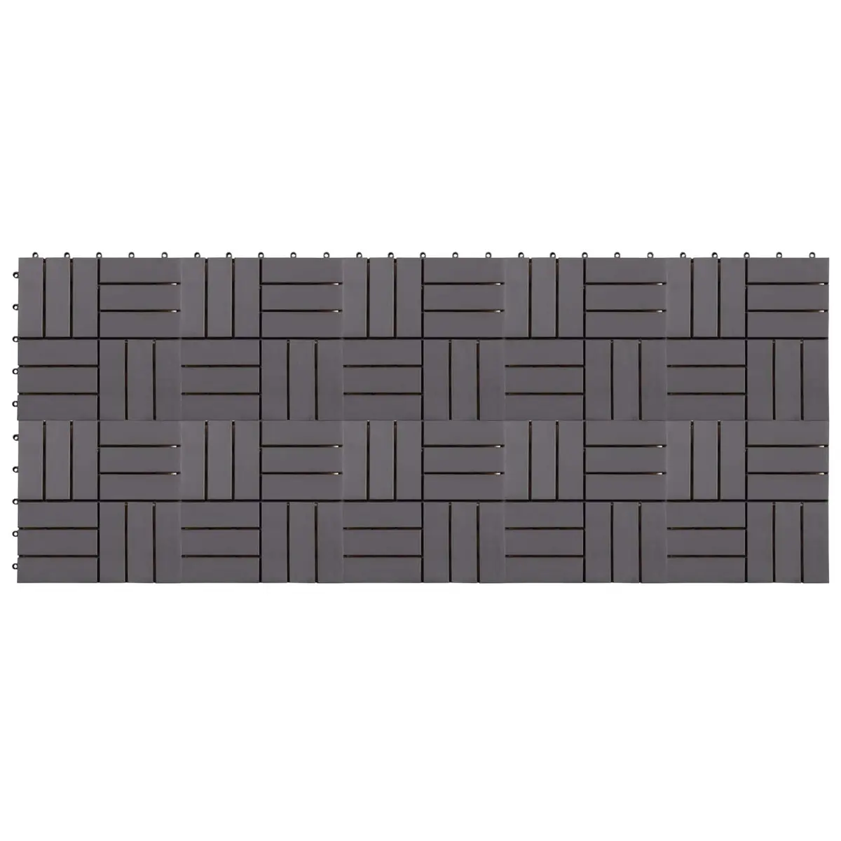 Decking Tile Solid Acacia Hardwood 30 x 30 cm Grey Interlocking Square 10 Piece