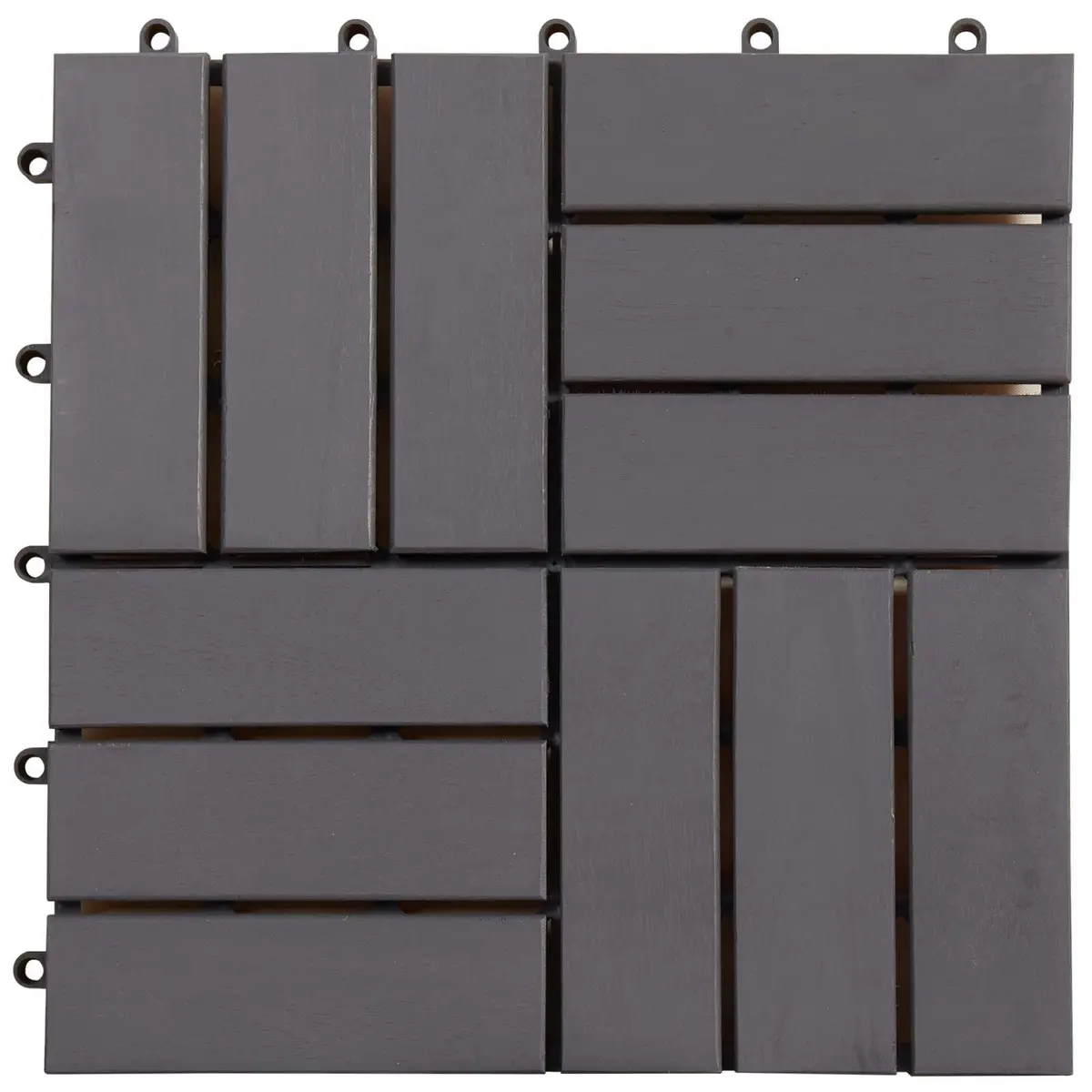 Decking Tile Solid Acacia Hardwood 30 x 30 cm Grey Interlocking Square 10 Piece