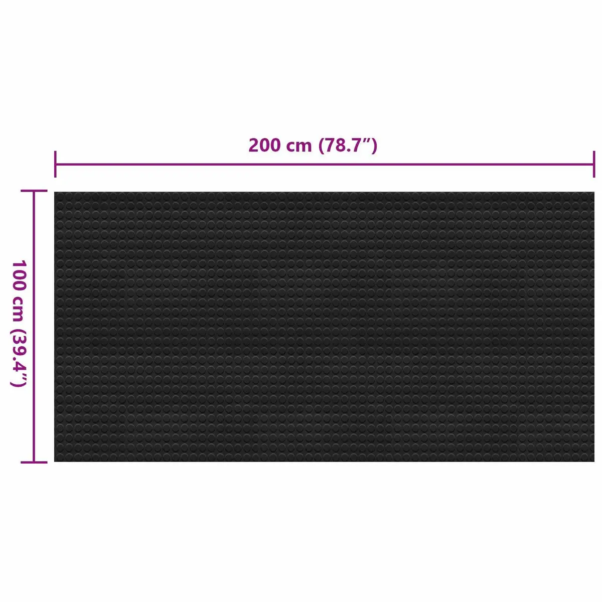 Rubber Floor Mat 1 x 2 m Black Flexible Durable