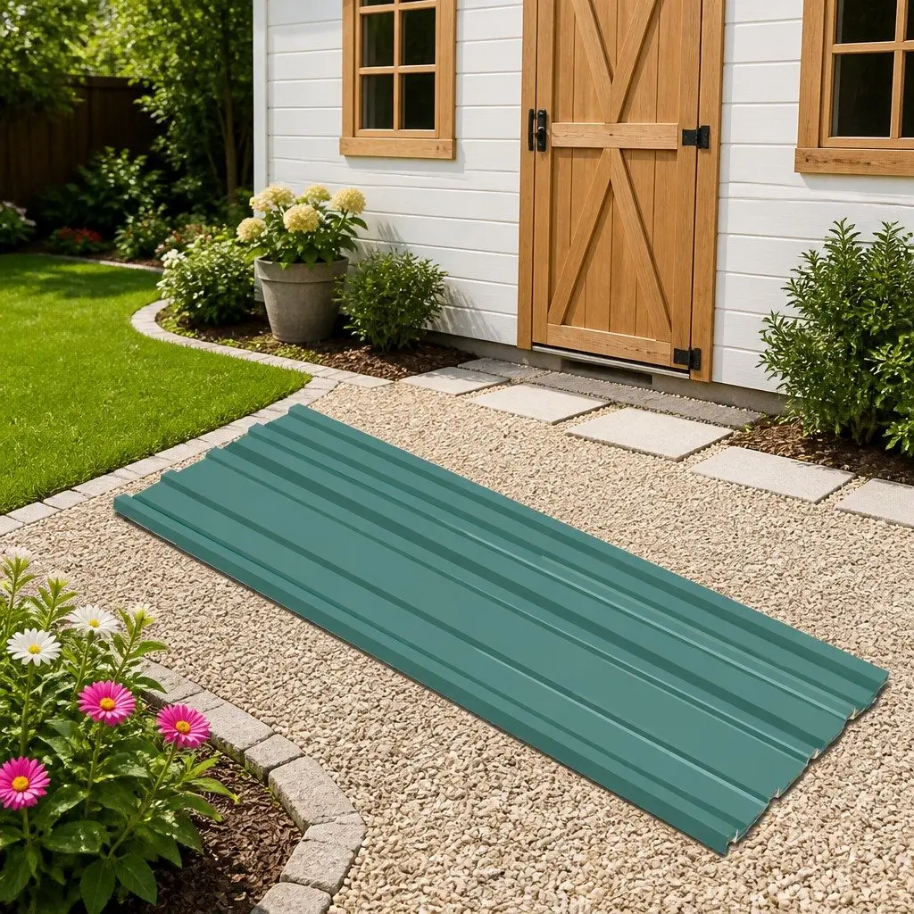 Roof Panel Galvanised Steel 129 x 45 cm Green 12 Pieces