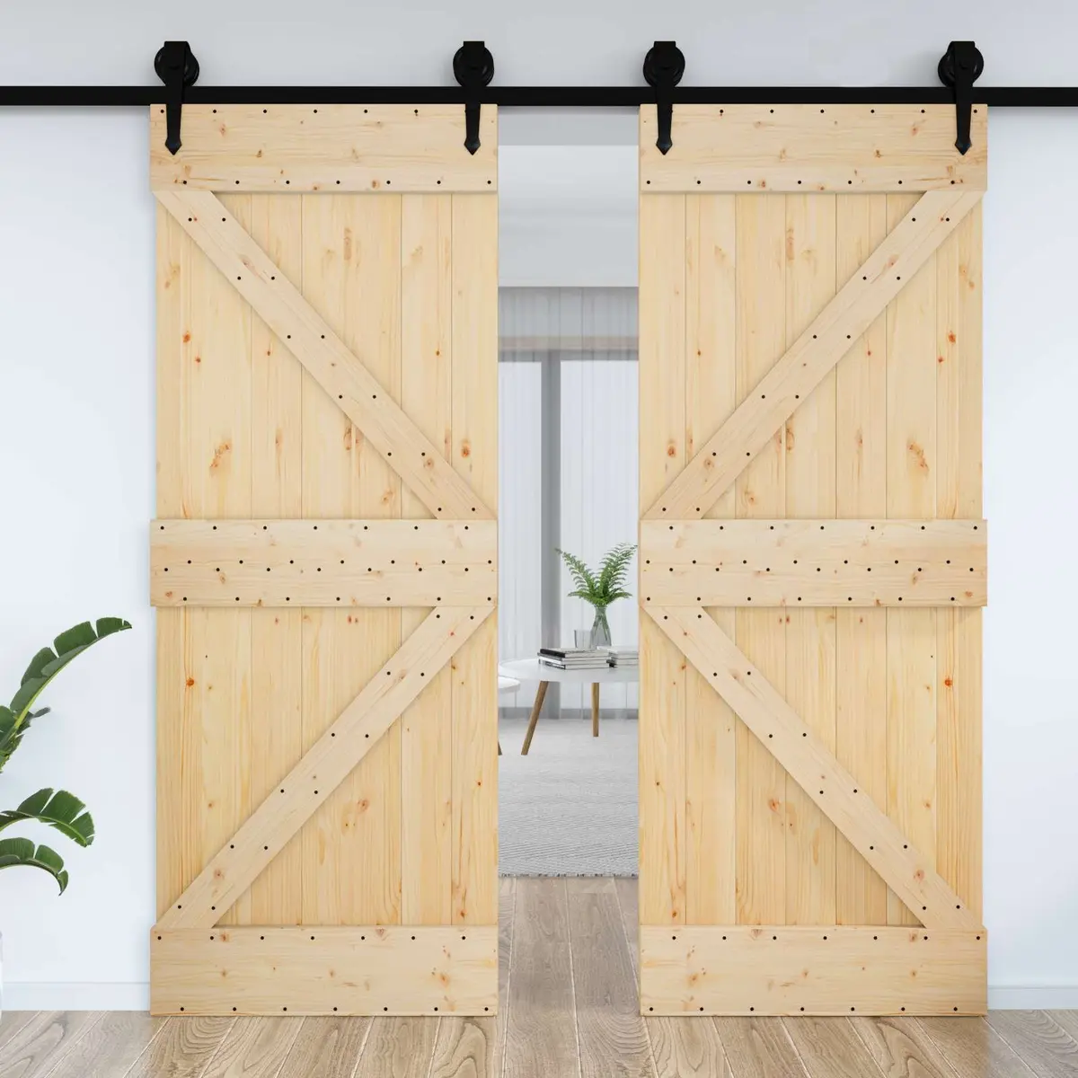 Solid Pine Wood Door 70 x 210 cm with Minimalist Style