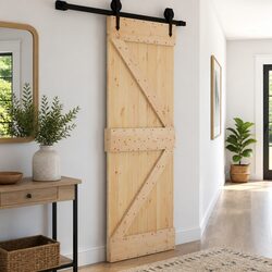 Solid Pine Wood Interior Door 85 x 210 cm Modern Minimalist Design Natural