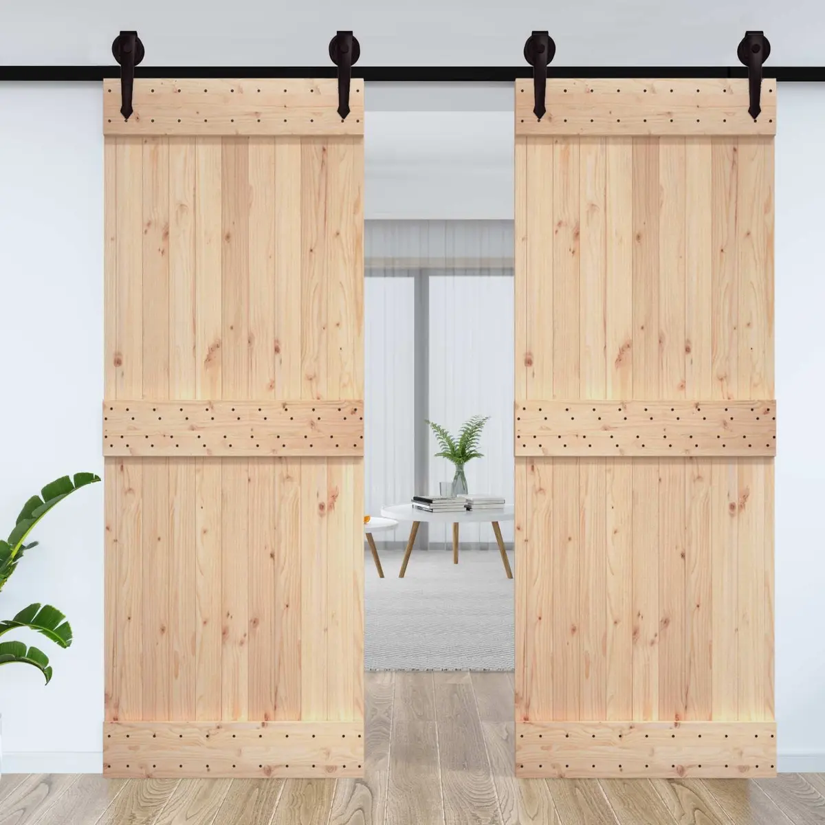 Solid Pine Wood Internal Door 85 x 210 cm Natural Brown Minimalist Design