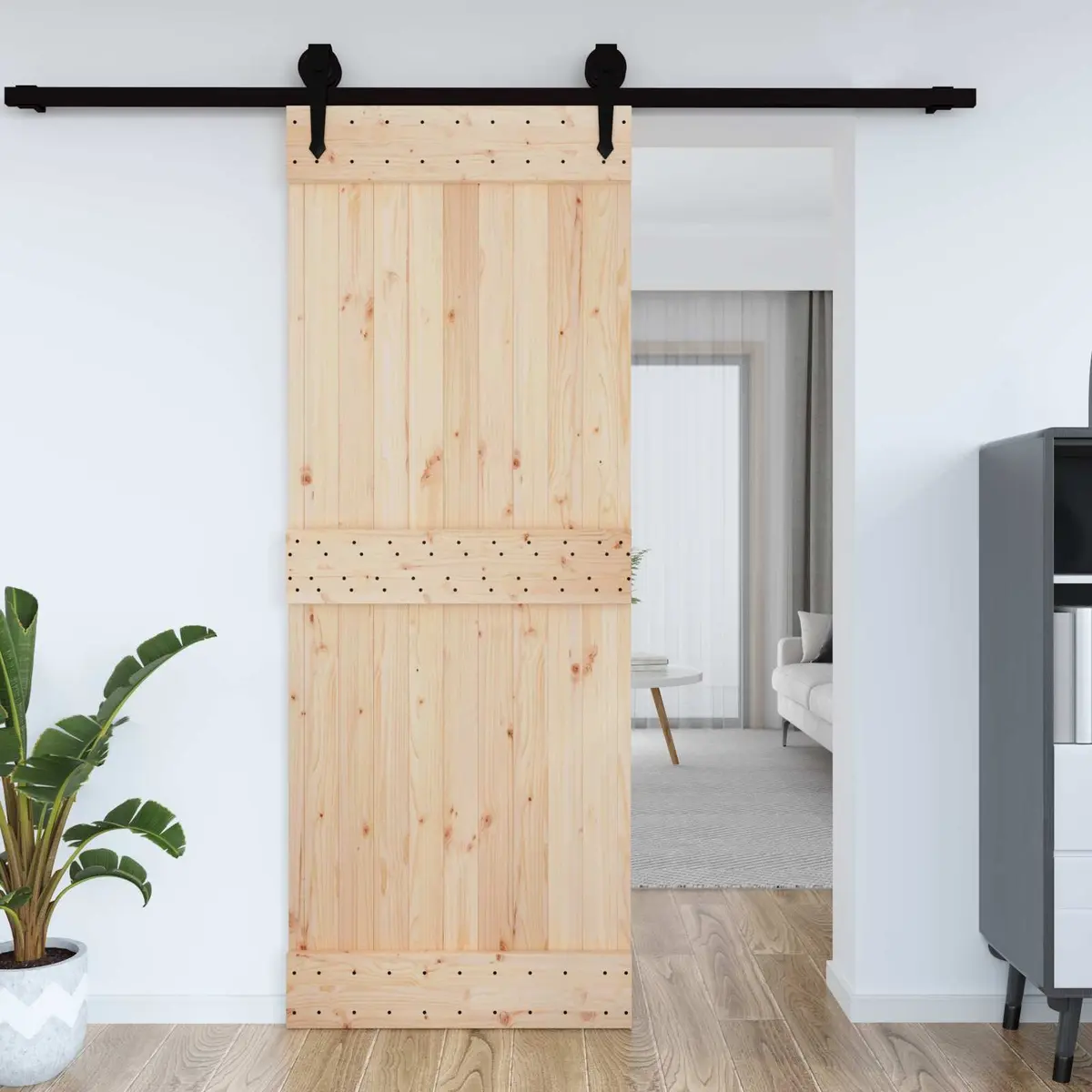 Solid Pine Wood Internal Door 85 x 210 cm Natural Brown Minimalist Design
