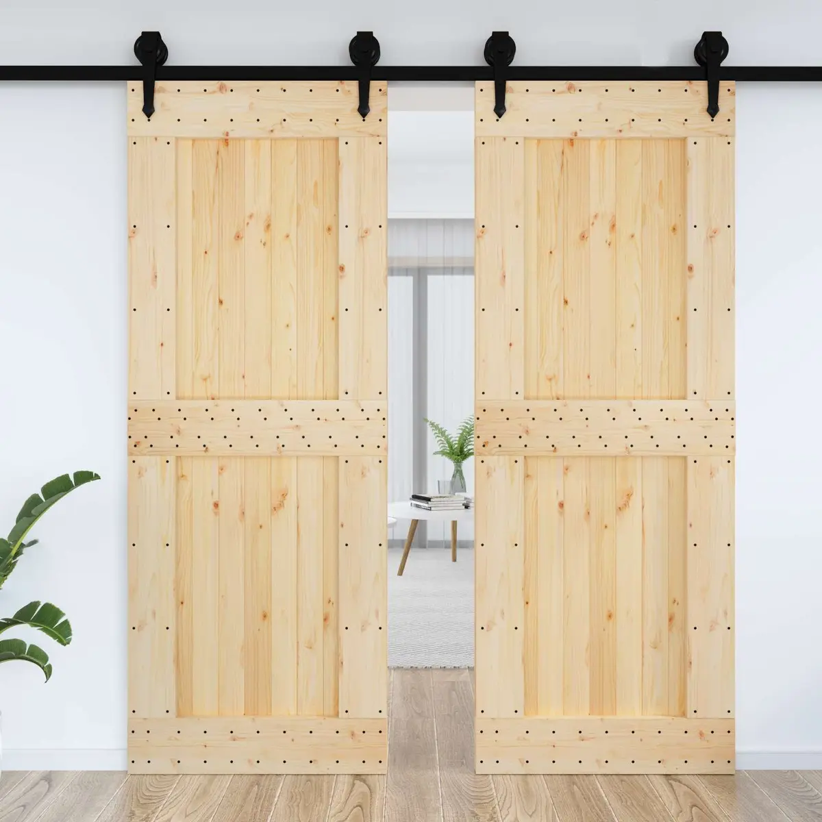 Natural Brown Solid Pine Wood Door 85 x 210 cm