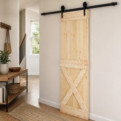 Solid Pine Wood Door Interior 70 x 210 cm Natural Brown Modern Minimalist Design