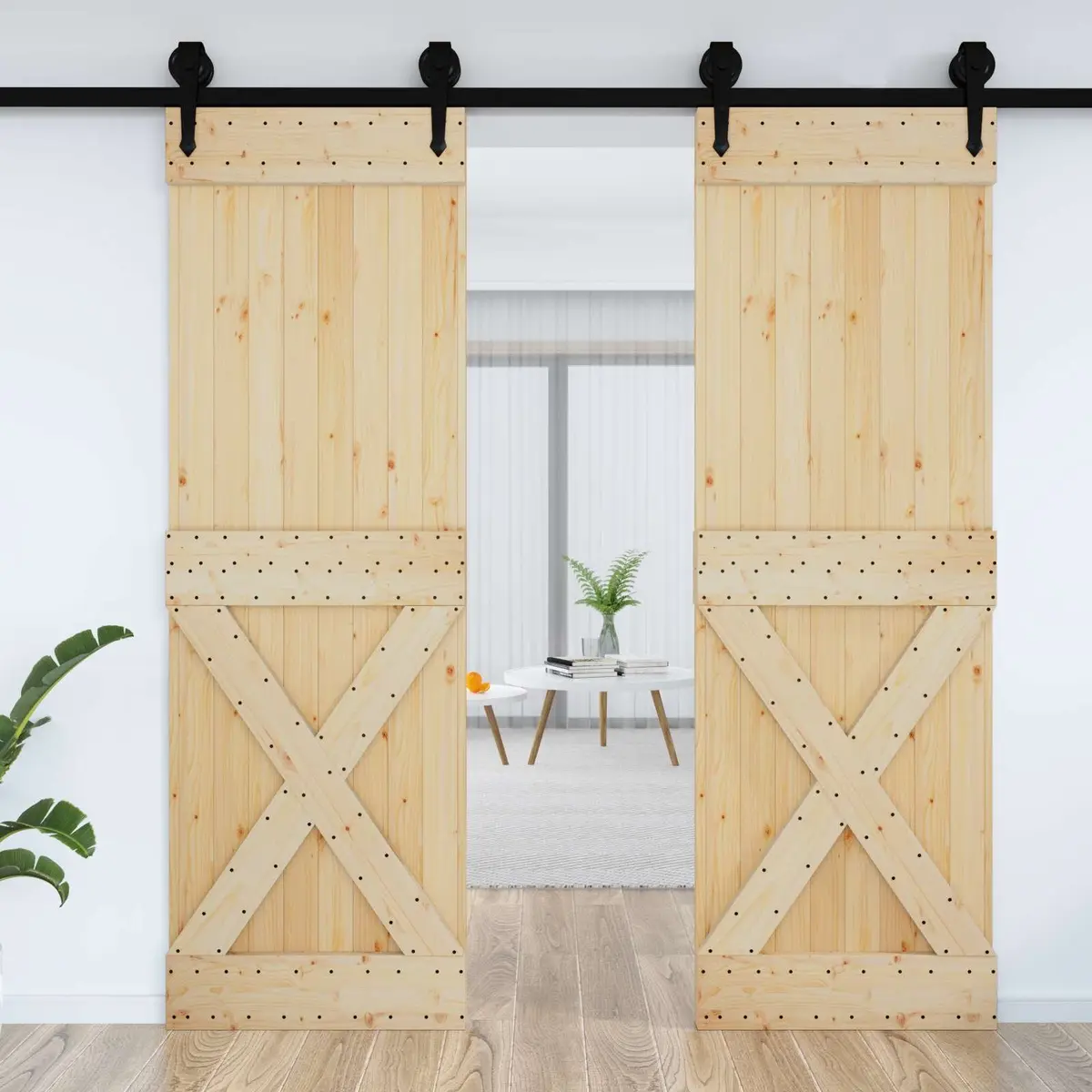 Minimalist Solid Pine Wood Interior Door 70 x 210 cm