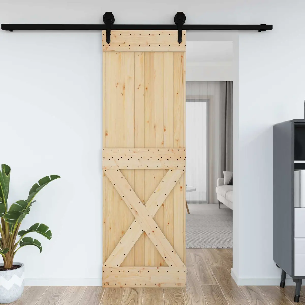 Minimalist Solid Pine Wood Interior Door 70 x 210 cm
