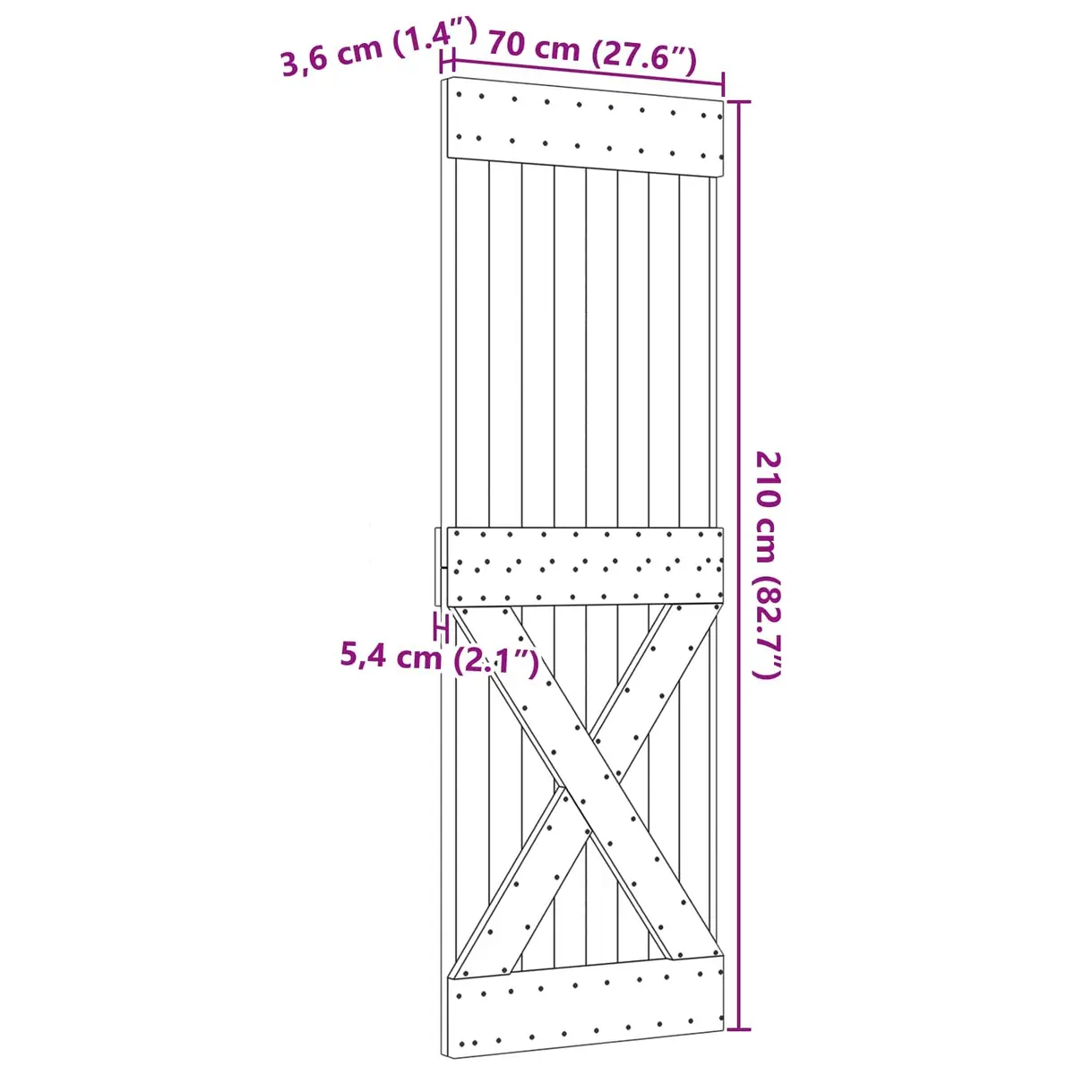 Minimalist Solid Pine Wood Interior Door 70 x 210 cm