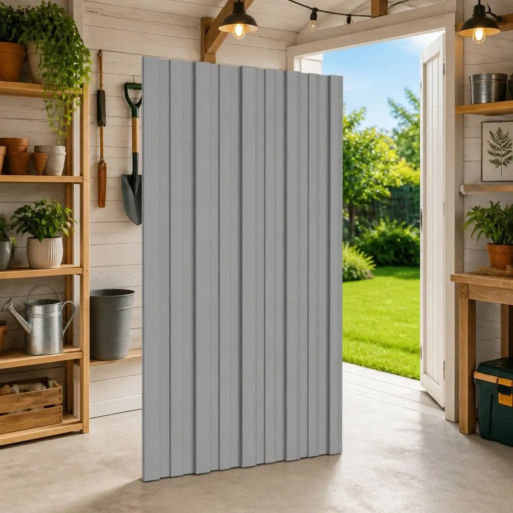 Roof Panel Galvanised Steel Grey Rectangular 80x45cm 12 Piece Set for Temporary Garages and Sheds