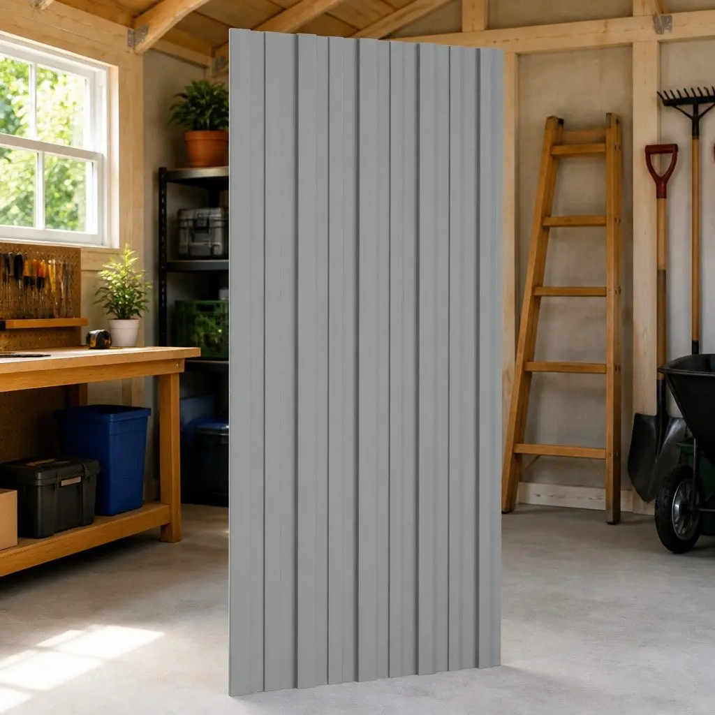 Roof Panel Galvanised Steel 100x45cm Grey 36 Piece Temporary Garage Shed