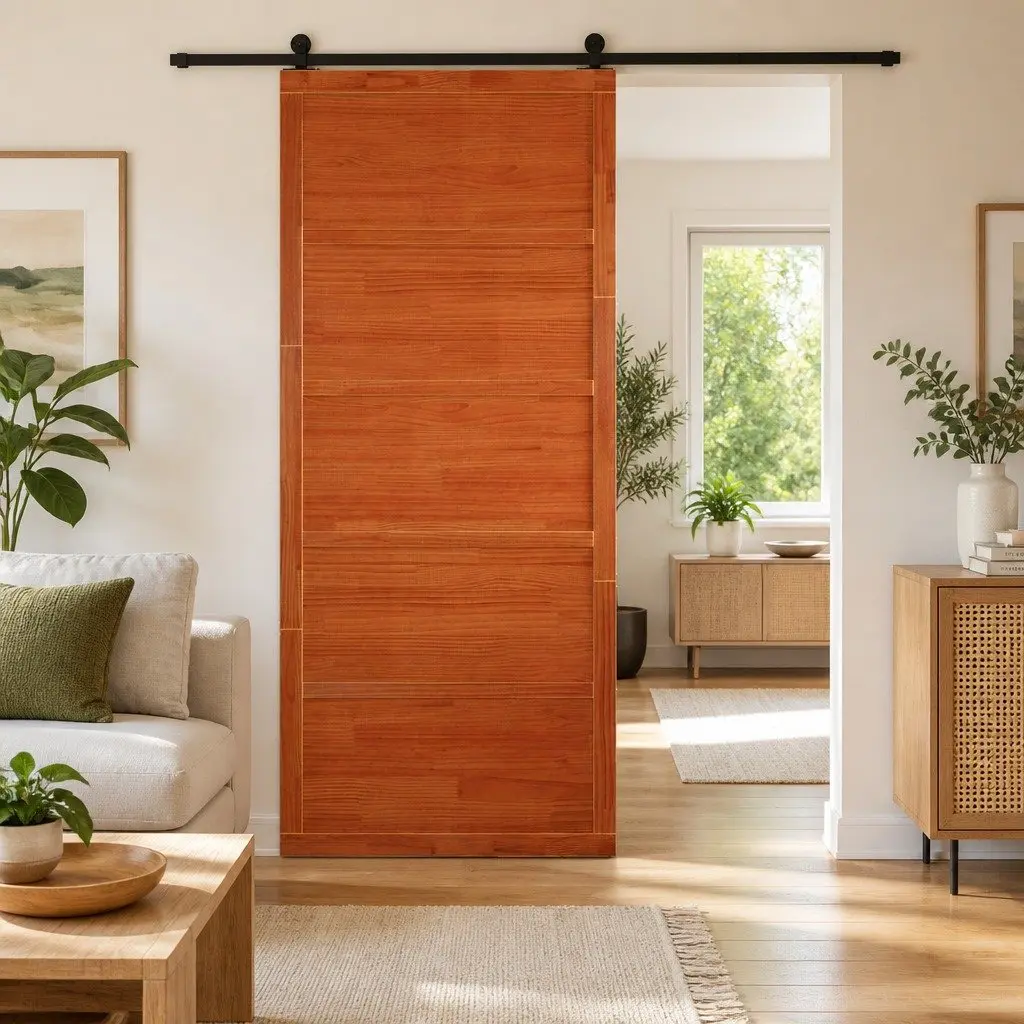 Rustic Solid Pine Barn Door with Sliding Mechanism 100 x 208 cm