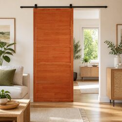 Rustic Solid Pine Barn Door with Sliding Mechanism 100 x 208 cm