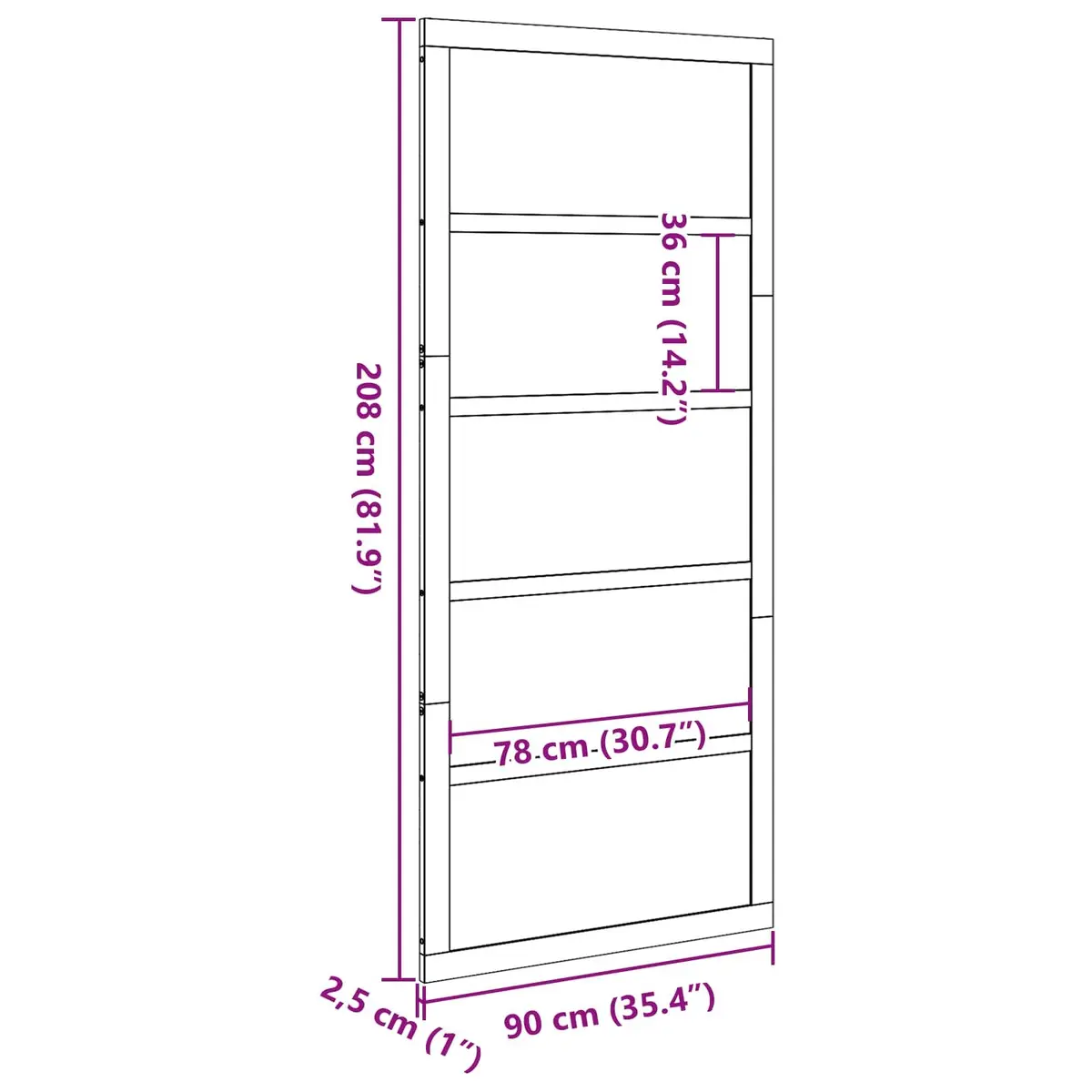 Barn Door Sliding 90cm Natural Solid Pine Wood Rustic Interior Home Hardware