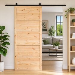 Barn Door Sliding 80cm Solid Pine Wood Rustic Interior Space-Saving Home