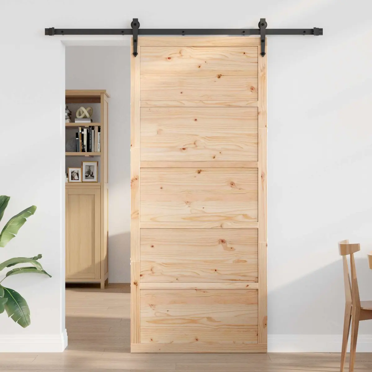 Solid Pine Wood 80cm Rustic Sliding Barn Door