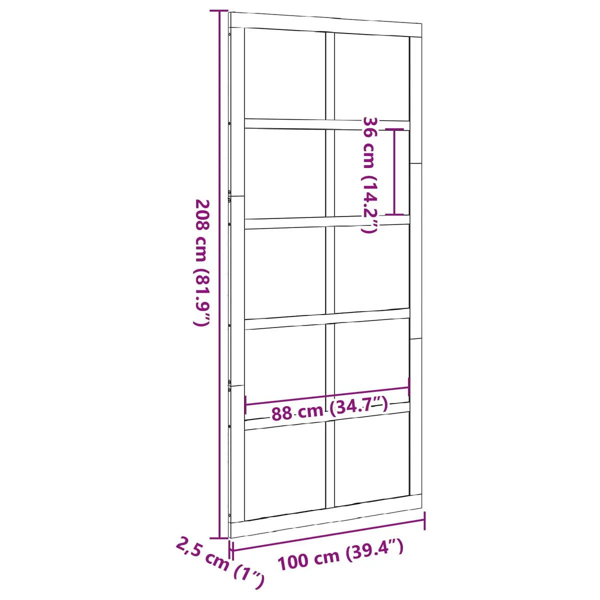 White Solid Pine Wood Barn Door 100x208cm