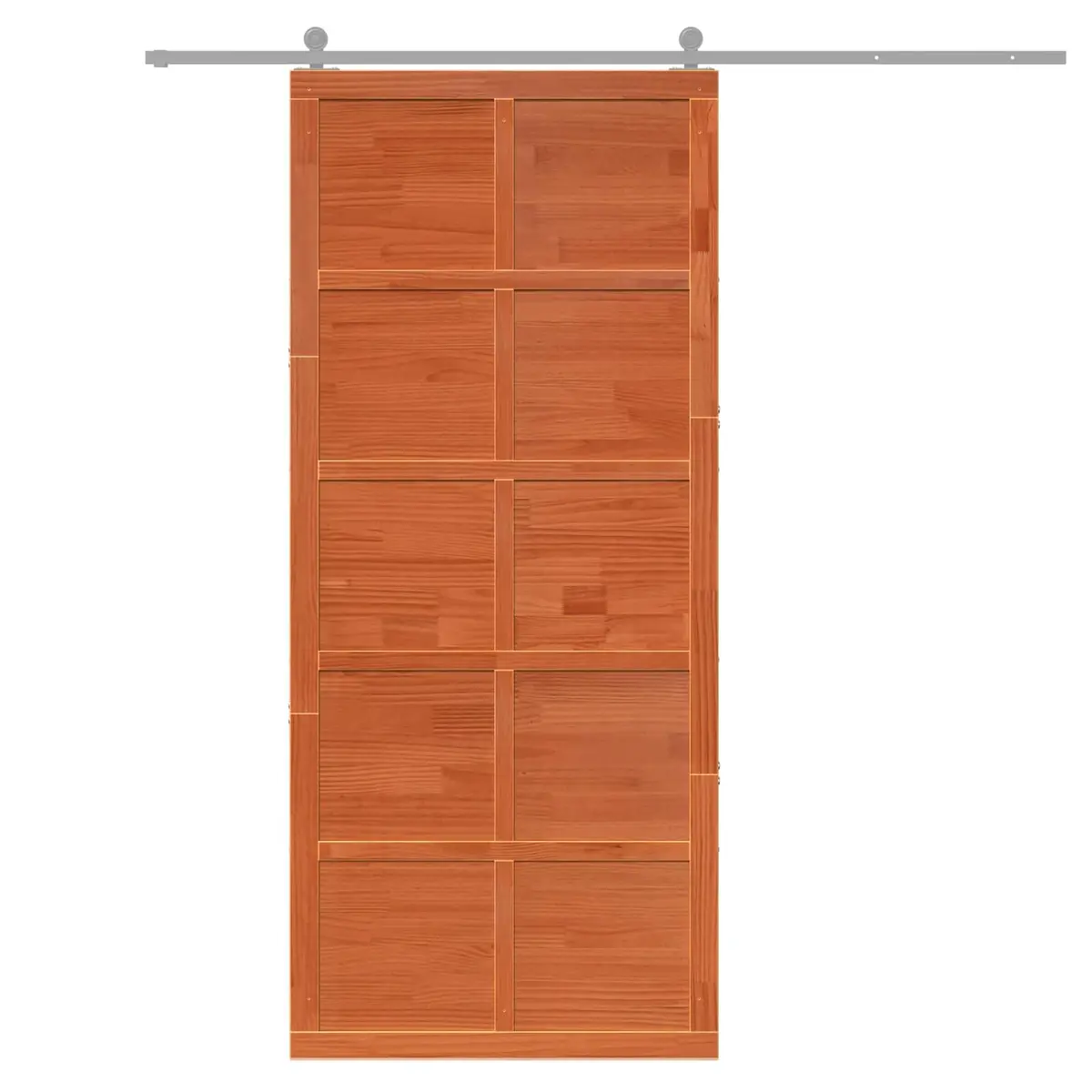Brown Solid Pine Barn Door with Sliding Mechanism