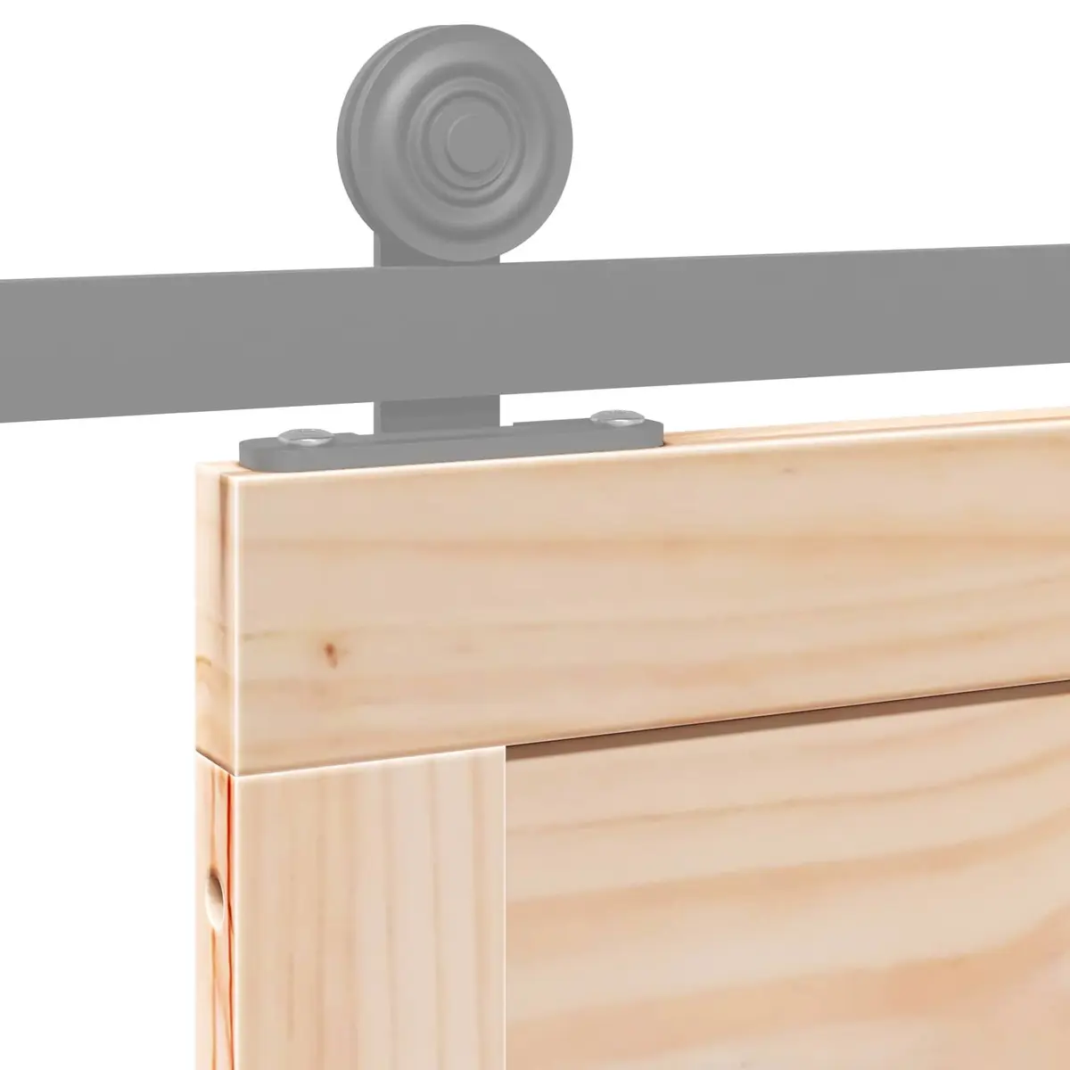Barn Door Sliding Solid Pine Wood Interior Rustic Space-Saving 80cm Natural