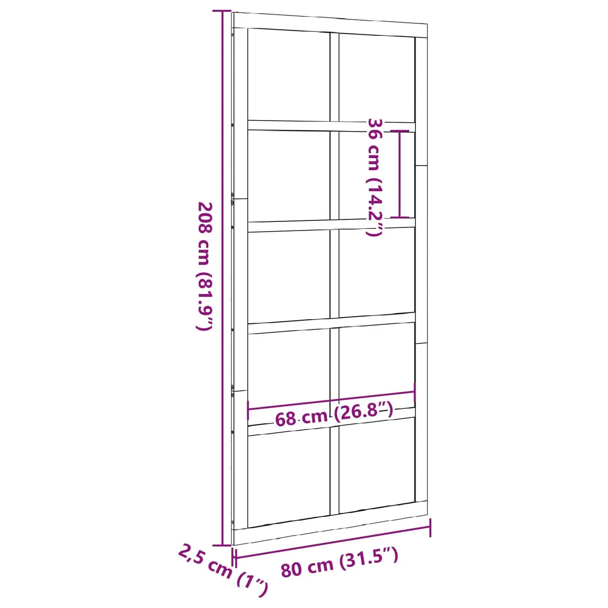 Barn Door Solid Pine Wood 80 x 2.5 x 208 cm White Sliding Space Saving Modern Rustic