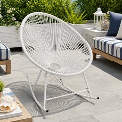 White Poly Rattan Rocking Chair for Outdoor Comfort