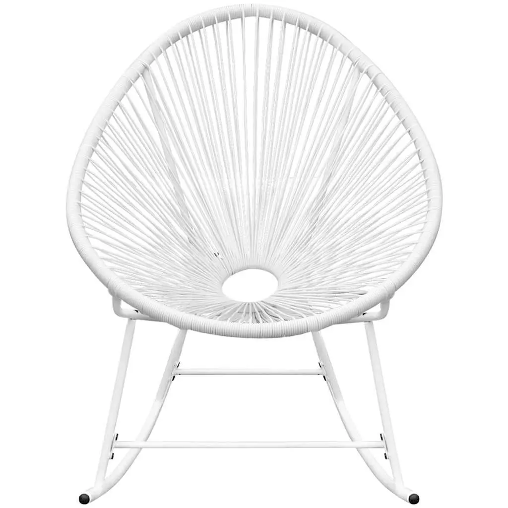 White Poly Rattan Rocking Chair for Outdoor Comfort