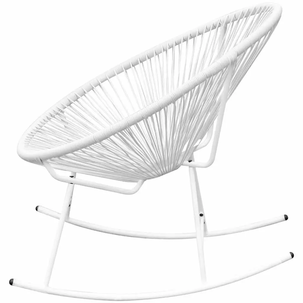 White Poly Rattan Rocking Chair for Outdoor Comfort
