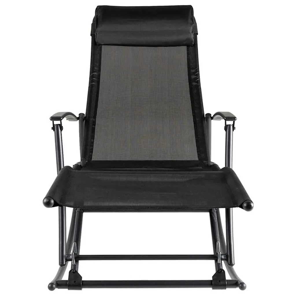 Outdoor Rocking Chair Steel Textilene Foldable Black