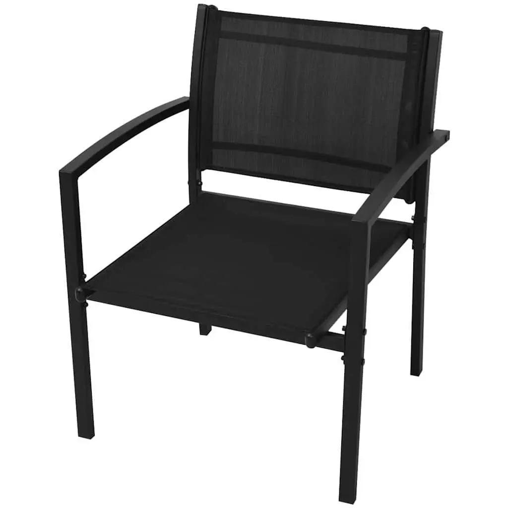 4 Piece Outdoor Lounge Set Powder-coated Steel Frame Textilene Black