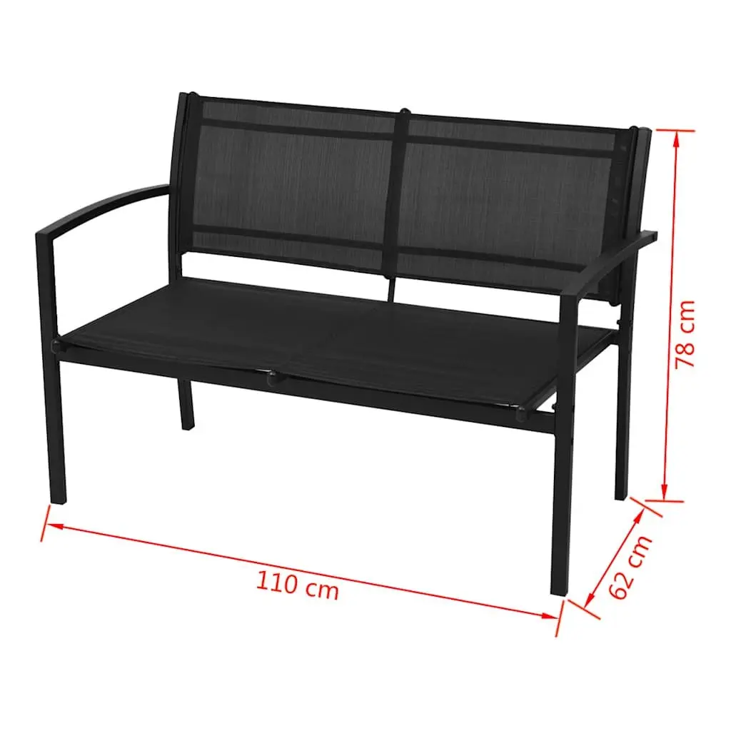 4 Piece Outdoor Lounge Set Powder-coated Steel Frame Textilene Black