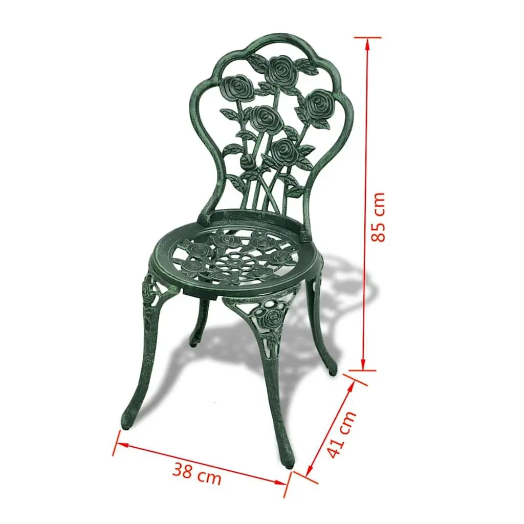 3 Piece Bistro Set Round Table 2 Chairs Garden Patio Outdoor Furniture Green