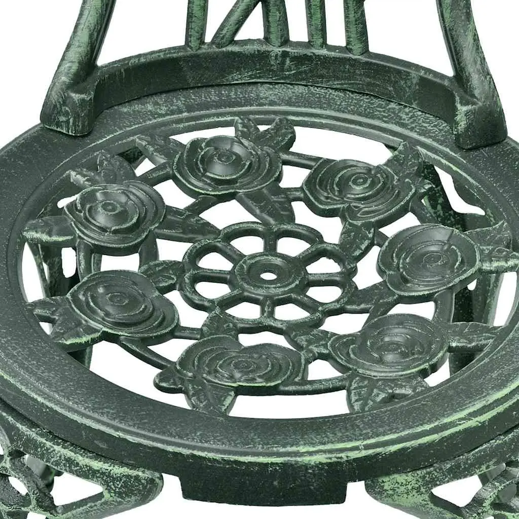 3 Piece Bistro Set Round Table 2 Chairs Garden Patio Outdoor Furniture Green
