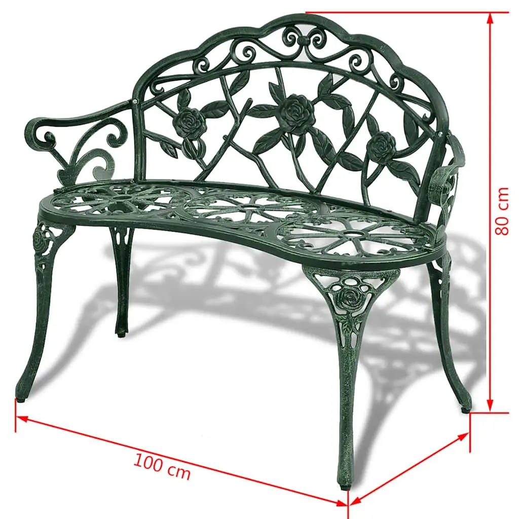 100cm Green Cast Aluminium Garden Bench
