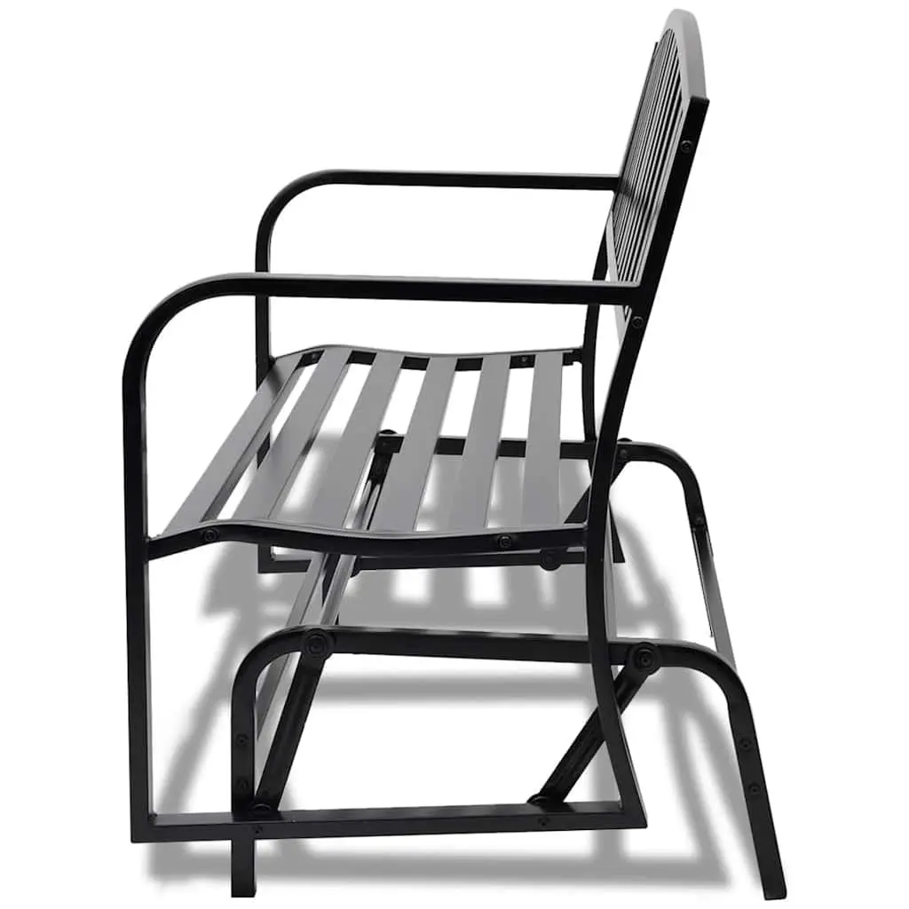 Swing Bench Steel Black Outdoor Seating Two Person