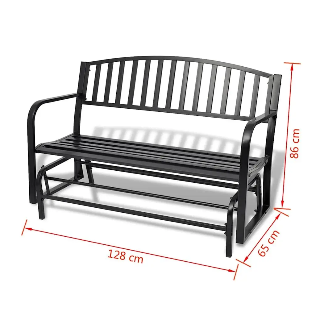 Swing Bench Steel Black Outdoor Seating Two Person