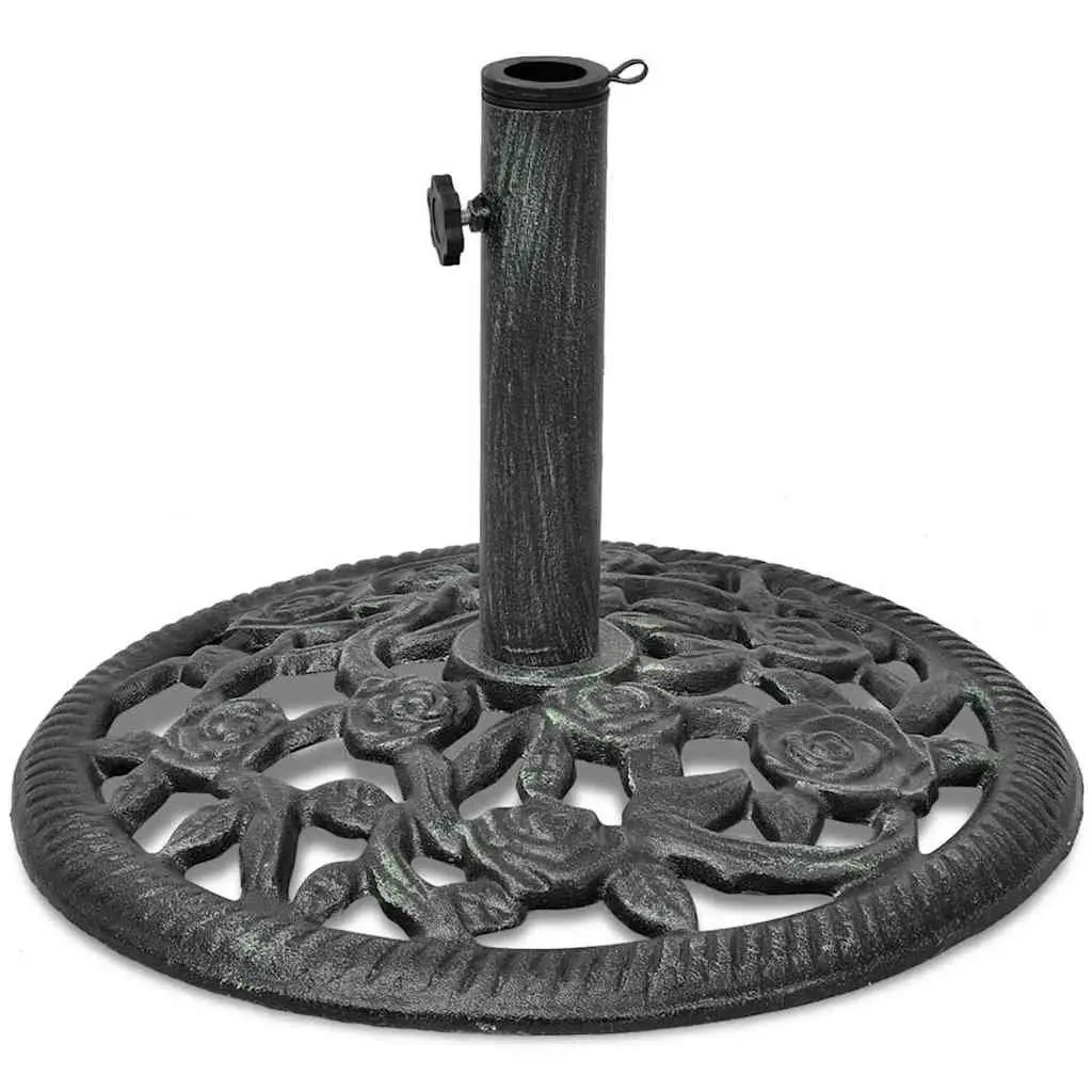 Outdoor Umbrella Base Cast Iron Green Garden Parasol Stand Holder Weighted 12kg