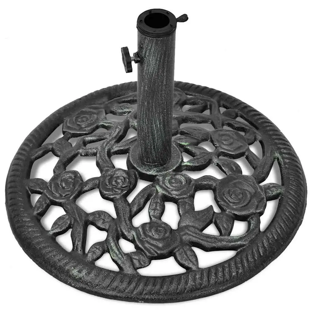 Outdoor Umbrella Base Cast Iron Green Garden Parasol Stand Holder Weighted 12kg