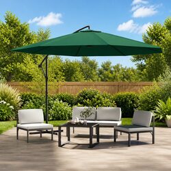 Premium Cantilever Garden Parasol 3.5m UV-Proof Umbrella Green