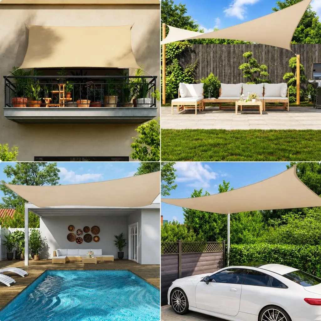 Rectangular Sunshade Sail 2x4 m Cream for Outdoors